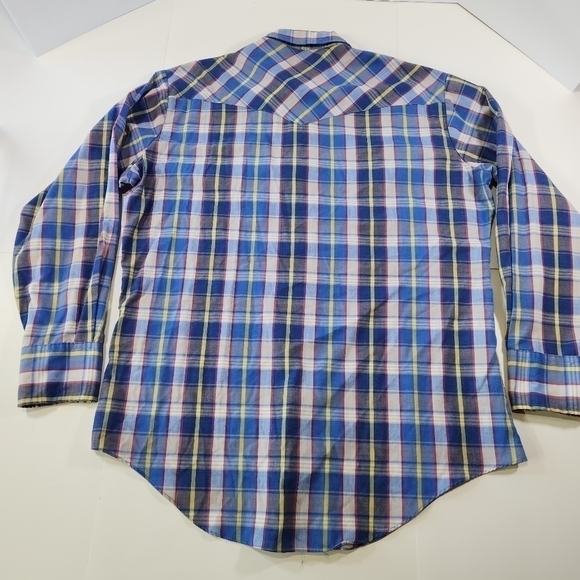 VTG Ely Plains Mens 17 34/35 Western Pearl Snap Plaid Shirt Cowboy Rancher Rodeo - Picture 7 of 8